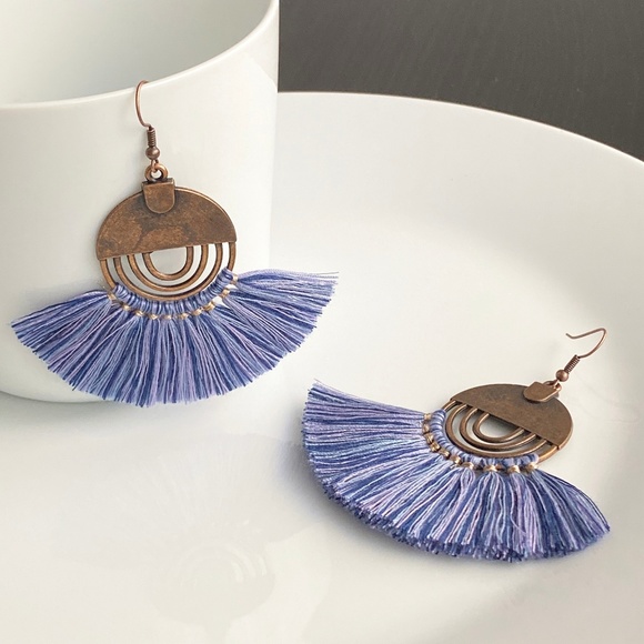 NEW "Nile" Tassel Earrings (Blue) - Picture 2 of 8